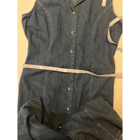 NWT-Faded Glory Women Dark Denim Sleeveless Button-Front Maxi Dress M 100%cotton - Picture 11 of 13